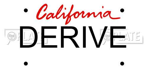 DERIVE California License Plate