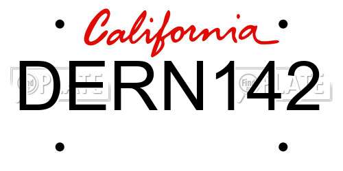 DERN142 California License Plate