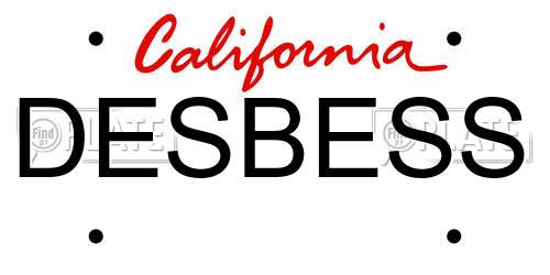 DESBESS California License Plate