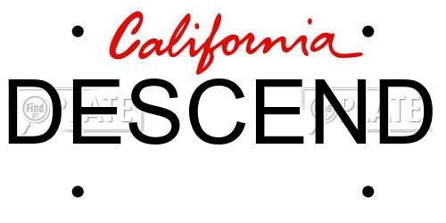DESCEND California License Plate