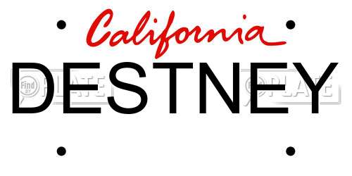 DESTNEY California License Plate