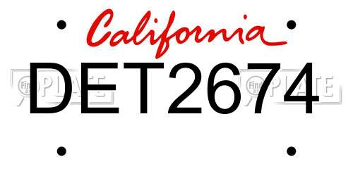 DET2674 California License Plate