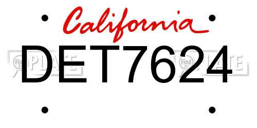 DET7624 California License Plate