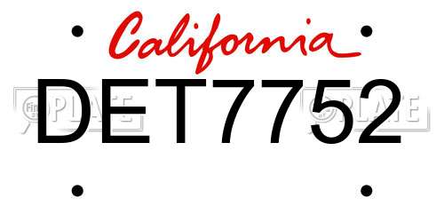 DET7752 California License Plate