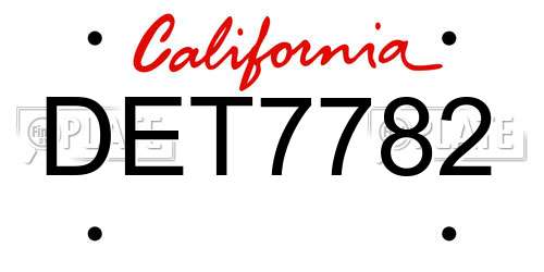 DET7782 California License Plate