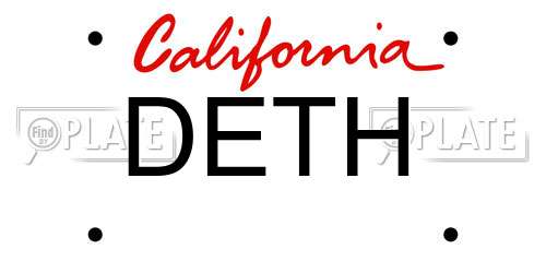 DETH California License Plate