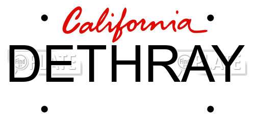 DETHRAY California License Plate