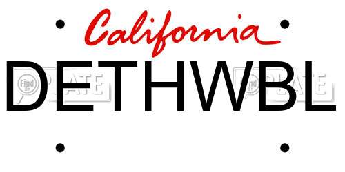 DETHWBL California License Plate