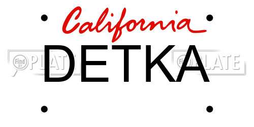 DETKA California License Plate