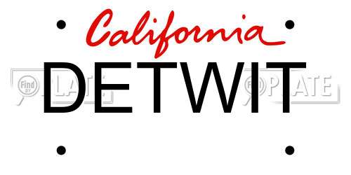 DETWIT California License Plate