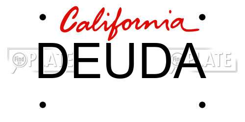 DEUDA California License Plate