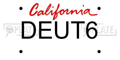 DEUT6 California License Plate