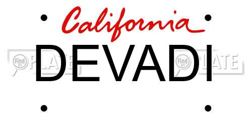 DEVADI California License Plate