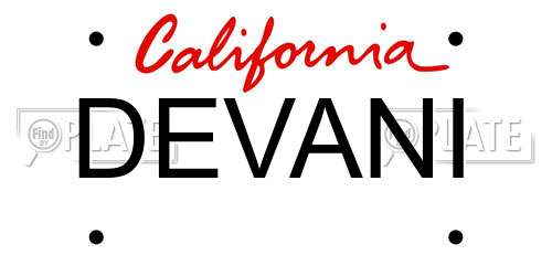 DEVANI California License Plate
