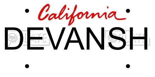 DEVANSH California License Plate