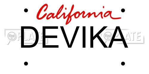 DEVIKA California License Plate