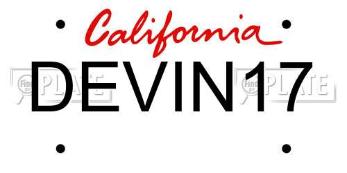 DEVIN17 California License Plate