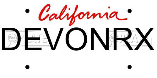DEVONRX California License Plate