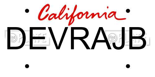DEVRAJB California License Plate