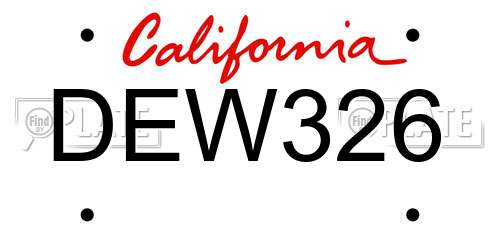 DEW326 California License Plate