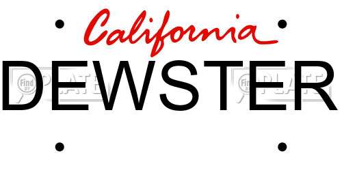 DEWSTER California License Plate
