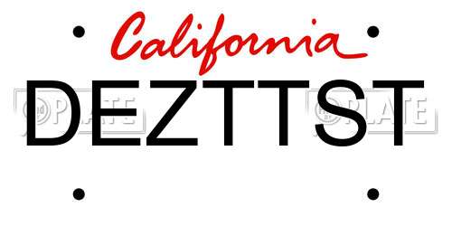 DEZTTST California License Plate