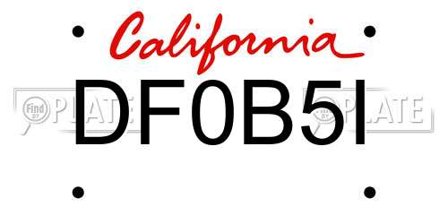 DF0B5I California License Plate