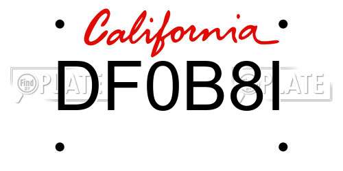 DF0B8I California License Plate