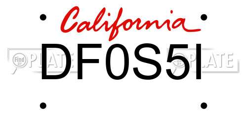 DF0S5I California License Plate