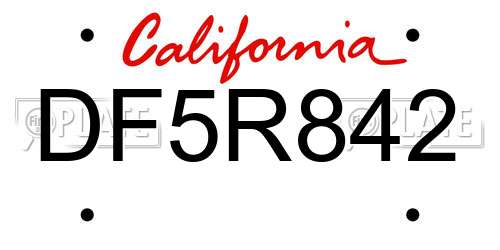 DF5R842 California License Plate