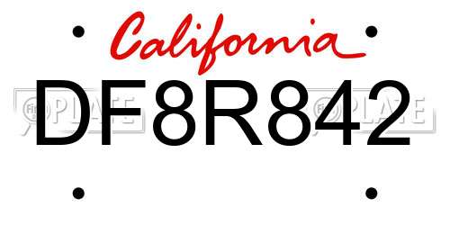 DF8R842 California License Plate