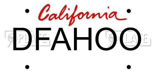 DFAHOO California License Plate