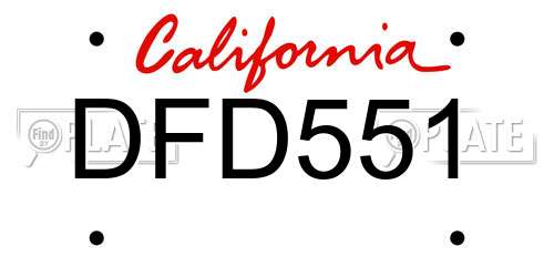 DFD551 California License Plate