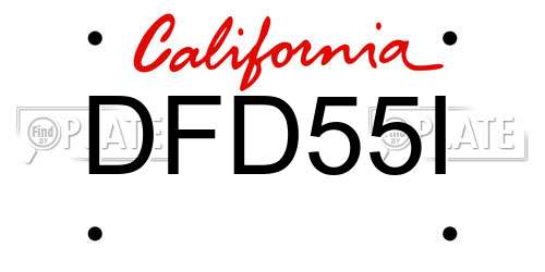 DFD55I California License Plate
