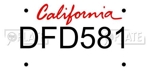 DFD581 California License Plate