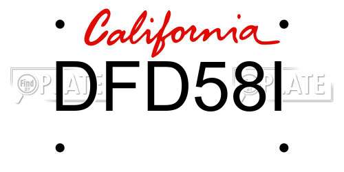 DFD58I California License Plate