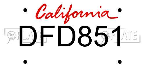 DFD851 California License Plate