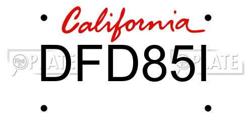 DFD85I California License Plate