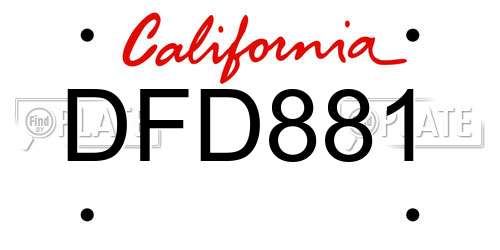 DFD881 California License Plate