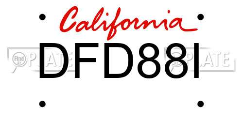 DFD88I California License Plate