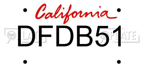 DFDB51 California License Plate