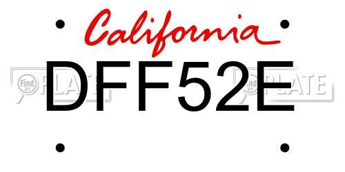 DFF52E California License Plate