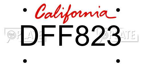 DFF823 California License Plate