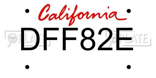 DFF82E California License Plate
