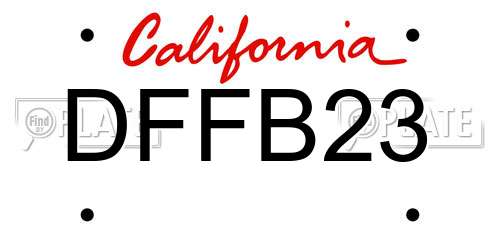 DFFB23 California License Plate