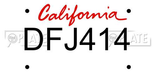 DFJ414 California License Plate