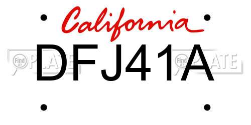 DFJ41A California License Plate