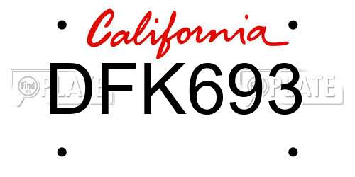 DFK693 California License Plate