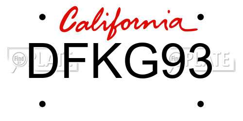 DFKG93 California License Plate