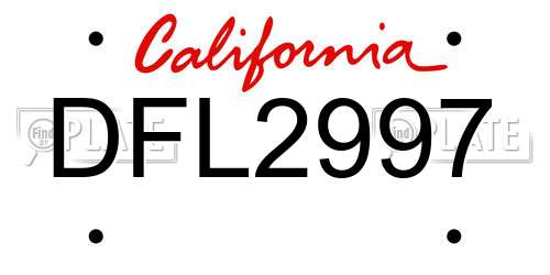 DFL2997 California License Plate